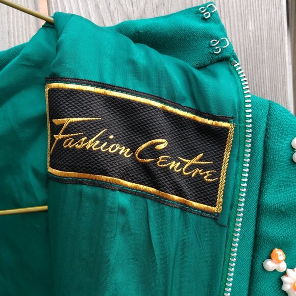 Vintage 60s Dress "Fashion Centre" Green Beaded Daisy 32"B 29"W - Picture 16 of 16